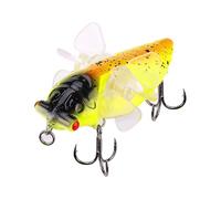 Esca da pesca rotante Topwater, 7,5 cm, 14 g, esca bionica artificiale gialla stile cicala, realistica superficie nuotatrice, esca per pesca d'acqua dolce e salata