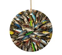 Esca da pesca Stampa Regali di Natale Colleghi Per Amici Famiglia Circolare Ceramica Ornamenti Appesi di Natale Per La Decorazione Dell'