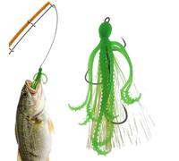 Esca da pesce persico - 12,7 cm 3 ganci Glowing Octopus realistica e | Gancio in metallo per la pesca del basso, accessorio per pesca in mare profondo, fiume, acqua salata e pesca in barca su