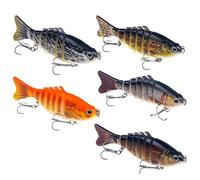 Esca galleggiante per pesce persico | Esca da articolata | Esche meccaniche a sette giunture con 5 ganci per pesce persico salato e laghi d'acqua