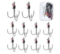Esca gamberetto - 10 ami da pesca in acciaio resistente a tripla punta, attrezzatura da pesca versatile per trota asta da lancio jigging traino - lago fiume mare giorno notte pontone acque poco