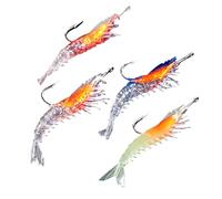 Esca Gamberetto, Ami Gamberetti Acqua Salata, 4 Pezzi Esche Artificiali Luminose con Amo per Trota Perche Fiume Stagno Bordo del Mare Littoral Lago Spiaggia