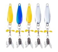 Esca girevole - Cucchiai Amo Tripla Acqua Salata 5 Unità - Attrezzatura Riflettente per Trota Fiume Perca Acqua Salata Luccio Perca Americana Lago Salmone
