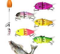 Esca Glide Realistica per Swimbait Snodata, Esche da Pesca ad Affondamento Lento Multi-Segmentate Colorate da 5 Pezzi | Esche rigide da nuoto realistiche per persico trota, pesce persico, pesce mandar