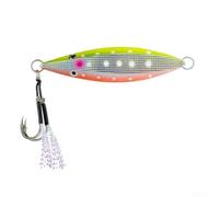 Esca Jigging Luminosa 60g Ferro Affondamento Lento | Design luminoso al buio, visibilità notturna, pesca profonda, per azione affondante controllata, ganci robusti(E 60g)