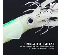 Esca luminosa per calamari con doppio gancio, 11 cm, in plastica morbida | Esca luminosa per pesci di calamari, esche che si illuminano al buio, con doppio gancio per ombrello, per mare profondo