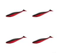 Esca morbida a forma di verme, 14 cm, ad alta elasticità, resistente agli strappi (nero e rosso)