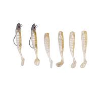Esca morbida in silicone di pesca artificiale con esche per la pesca in acqua dolce ad alta prestazione 3D per la pesca in acqua dolce per il lago di fiume Pond Offshore 6pcs (Oro)