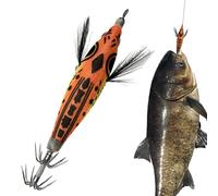 Esca per calamari con gancio, pancia rotonda realistica e luminosa | Esca per pesci pesci pesci per pesce persico e su laghi, fiumi, ruscelli, riserve e zone costiere lungo la riva