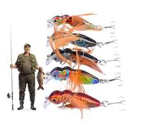 Esca per la pesca a mosca, Esca per la pesca a mosca - 5 esche popper per mosche per spigole - Esche per catturare spigole, kit di mosche popper flessibili, esche artificiali per pesci luna, trote, sa