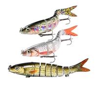 Esca per Persico, 3 Pezzi Esche Multi Articolate Dura Per Persico, Esca Nuotante Affondante con Scatola per Trota Siluro Fiume Lago Mare Kayak Surf