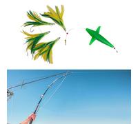 Esca per tonno con catena di piume con gancio in acciaio robusto, progettata per una strategia di pesca efficace (verde scuro)