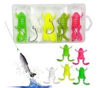 Esca rana - Set di 5 esche morbide artificiali | Esca flessibile realistica con amo per lobina salmone trota gatto luccio pesce nel fiume lago mare palude ruscelli acqua dolce e salata