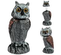 Esca realistica per gufo con testa girevole a 360°, deterrente per uccelli in plastica PE per giardino, patio, recinzione e cortile, spaventa piccioni e altri uccelli