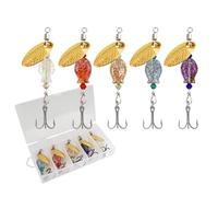 Esca spinner per pesca - Set di 5 esche artificiali con più ganci vivi per jigging | ragni e pesca in acqua fresca e salata | Accessori di Pé Per Campeggio -M