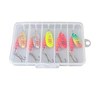 Esca spinner | Wobbler per trota pesce persico, set di 5 esche in colori vivaci con scatola per trote crappie luccioperca
