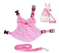 Escape Proof Bunny Vest - Adjustable Breathable Pet Clothing, Harness Kit, Small Animal Walking Hiking Outfit Accessory Set, Escape Proof Kitten Clothes With Lead Rope And Bow Design For Bunny Ferret