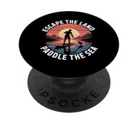 Escape The Land Paddle The Sea Paddleboarding retrò PopSockets PopGrip Adesivo