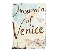 Escape To Santorini Porta passaporto in pelle per viaggi antifurto per passaporto da uomo viaggi d'affari, Sognando Venezia, Taglia unica, Moda