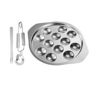 Escargot - Set di piatti in acciaio inox da 21,5 cm, forchetta con morsetto da 15,5 cm, antiscivolo, resistente, elegante, per servire frutta e dolci, perfetto per l'intrattenimento in cucina
