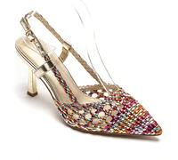 Escarpins à talons pinne ajourés avec bride arrière réglable et tressage géométrique La bellezza degli artigli, l'eleganza seducente e la grazia légèreté, il design leur e la silhouette leur. Cheville