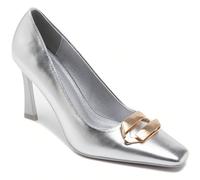 Escarpins élégants à talon fin et boucle decorative géométrique Stile affermativo con ces escarpins sophistiqués talon haut fin. Il design épuré est rehaussé d'une boucle decorative dorée au niveau de