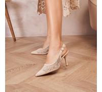 Escarpins Slingback Dentelle Élégante - Talon Moyen Chic per Soirées et Cérémonies Mettez en valeur votre style raffiné avec escarpins slingback in dentelle sophistiquée. Sublimer vos tenues, ces chau