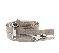 ESCATIC 30/40/50/60/70/80cm 5# Cursori Doppi Open-End Colorati Cerniera in Metallo Argento Artigianato Fai-da-Te per Indumento da Tasca in Stoffa-Beige,70cm