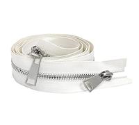 ESCATIC 30/40/50/60/70/80cm 5# Cursori Doppi Open-End Colorati Cerniera in Metallo Argento Artigianato Fai-da-Te per Indumento da Tasca in Stoffa-Bianco,70cm