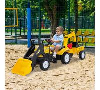 Escavatore a Pedali per Bambini Con 6 Ruote Rimorchio Staccabile E 2 Benne, Rusp