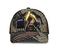 Escavatore Crack Metal Bandiera Americana Stampata in 3D Uomo Donna Snapback Cappello Moda Golf Cappellino Traspirante Hip Hop Cappello per Alpinismo Pesca