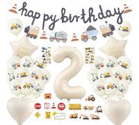 Escavatore, decorazione per compleanno, 2 anni, per bambini, da cantiere e per feste di compleanno