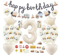 Escavatore, decorazione per compleanno, 3 anni, per bambini, da cantiere e per feste di compleanno