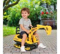 Escavatore Ruspa Giocattolo Cavalcabile per Bambini max, 30 kg con Schienale, Braccio Mobile e Vano Contenitore, 78x24x58,5cm