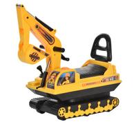 Escavatore Ruspa Giocattolo Cavalcabile per Bambini max. 30 kg con Schienale, Braccio Mobile e Vano Contenitore, 78x24x58.5cm