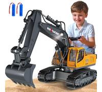 Escavatore telecomandato telecomandato da 3 4 6 8 anni, 1:18 11 canali escavatore con telecomando, pala e luce LED, giocattolo escavatore cingolato per 3 4 6 8 anni, regalo di compleanno per bambini