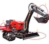 ESCAVATORE TRATTORE MULTIFUNZIONE CINGOLATO CON MOTORE 25HP DIESEL + 3 ATTREZZI