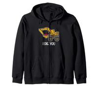 Escavatore Valentine Love Pun Construction I Dig You Felpa con Cappuccio