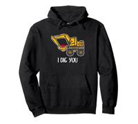 Escavatore Valentine Love Pun Construction I Dig You Felpa con Cappuccio