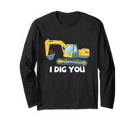Escavatore Valentine Love Pun Construction I Dig You Maglia a Manica