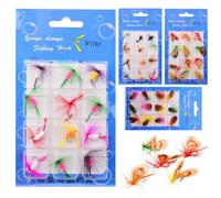 Escche Artificiali Per La A Mosca Per Persico - 48 Pezzi Attrezzatura Da - Escche Realistiche Per Trote | Per Sportiva Regalo Uomini Padre Marito Avventura Lago Fiume Torrente