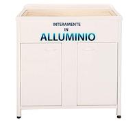 Escelsior Mobile lavatoio IN ALLUMINIO, per lavanderia e da esterno, PREMIUM, diverse misure, sifone e tavoletta lavapanni in omaggio, bianco, VASCA TOP LINE, moderno (L80 x P50 x H83)