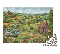 Escena de la granja Rompecabezas 1000 Piezas Con Colores Vibrantes Puzzle Terapia De Arte Para Pasatiempos En Casa Como Cita En Casa 38x26cm/1000pcs