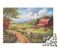 Escena de la granja Rompecabezas 1000 Piezas De Cartón Grueso Puzzle Anti Estrés Adultos Para Cena Con Amigos Como Regalo Original 70x50cm/1000pcs
