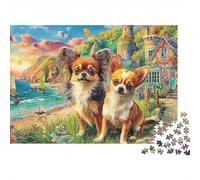 Escena del perro durmiendo Extra Thick Cardboard Arte de Lake Village Jigsaw Puzzle Bundle Stress Relief Travel Activity Gift for Family Puzzle Senior Lovers Collectors 70x50cm/1000pcs