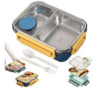Escentio Lunch Box, 2025 New Stainless Steel Bento Box with Cutlery Set, Leak-Proof & Stackable, Divided Compartments Large Capacity, for Office, Travel, Field Lodgings (two Compartments-blue)