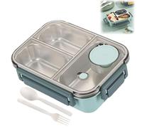 Escentio Lunch Box, Stainless Steel Portable Escentio Lunch Box,2025 New Stainless Steel Bento,Leak-Proof Stackable Cutlery Set (Three Compartments Green)