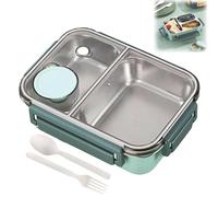 Escentio Lunch Box, Stainless Steel Portable Escentio Lunch Box,2025 New Stainless Steel Bento,Leak-Proof Stackable Cutlery Set (Two Compartments Green)