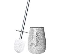Escenzy Set di portascopino da bagno a forma di sirena, in vetro a mosaico, in acciaio inox non rustico, pratico e decorativo, decorazione per il bagno a forma di sirena (argento)