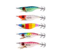 Esche a bulbo a forma di gambero luminoso bionica con ganci a aghi per calamari a doppia fila per la pesca marittima polpi calamari spigole esche a gomito minuto